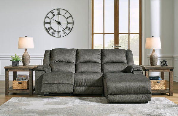 Ashley Benlocke- Flannel 3-Piece Reclining Sectional with Chaise