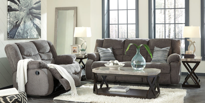 Rent To Own Ashley Tulen Gray Reclining Sofa Loveseat