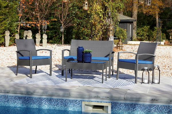 Ashley Alina Outdoor Love/Chairs/Table Set (Set of 4)