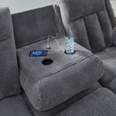 Ashley Observation Steel REC PWR Sofa w/Drop Down Table & Power Rocker Recliner