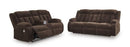 Ashley Observation Chocolate REC PWR Sofa w/Drop Down Table & Loveseat w/Console