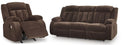 Ashley Observation Chocolate REC PWR Sofa w/Drop Down Table & Power Rocker Recliner
