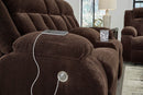 Ashley Observation Chocolate REC PWR Sofa w/Drop Down Table & Power Rocker Recliner