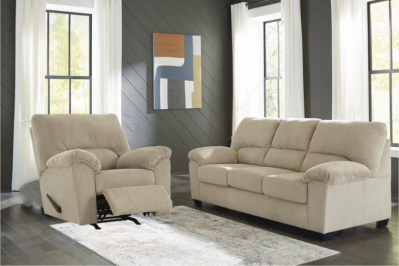 Ashley SimpleJoy Sand Sofa & Rocker Recliner