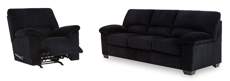 Ashley SimpleJoy Onyx Sofa & Rocker Recliner