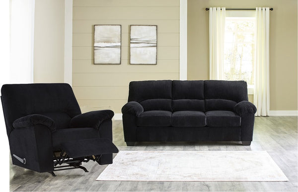 Ashley SimpleJoy Onyx Sofa & Rocker Recliner