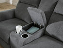 Ashley Barnsana Gravel Power Reclining Sofa & Power Reclining Loveseat with Console