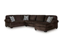 Ashley Kimlee Chocolate 3-Piece Sectional with Chaise