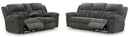 Ashley Frohn Graphite Reclining Sofa & Reclining Loveseat w/Console