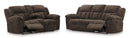 Ashley Frohn Chocolate Reclining Sofa & Reclining Loveseat w/Console