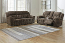 Ashley Frohn Chocolate Reclining Sofa & Reclining Loveseat w/Console