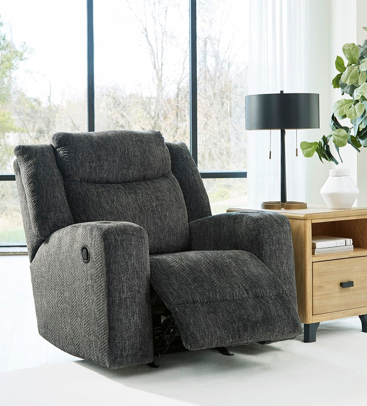 Ashley Martinglenn-Ebony Reclining Sofa with Drop down Table & Rocker Recliner