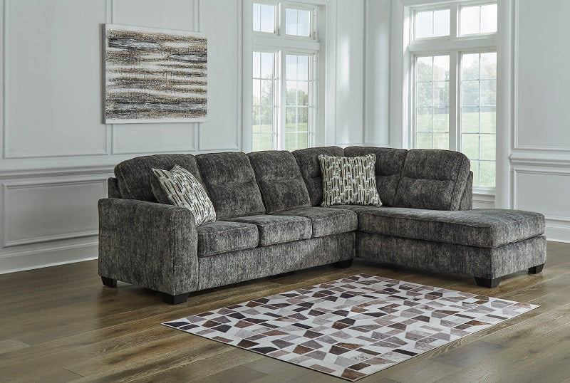 Rent To Own Ashley Lonoke-Gunmetal 2-Piece Sectional with Chaise