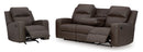 Ashley Lavenhorne Granite Reclining Sofa with Drop down Table & Recliner