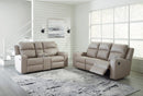 Ashley Lavenhorne Pebble Reclining Sofa with Drop down Table & Reclining Loveseat with Console