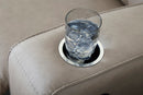 Ashley Lavenhorne Pebble Reclining Sofa with Drop down Table & Reclining Loveseat with Console