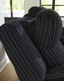 Ashley Belvarrow Black PWR REC Sofa & Recliner with ADJ Headrest