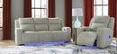 Ashley Forest Lake Alloy PWR REC Sofa & Recliner with ADJ Headrest