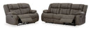 Ashley First Base Gunmetal Reclining Sofa & Reclining Loveseat