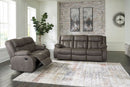 Ashley First Base Gunmetal Reclining Sofa & Reclining Loveseat