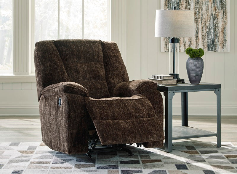 Ashley Soundwave-Chocolate Reclining Sofa with Drop down Table & Recliner