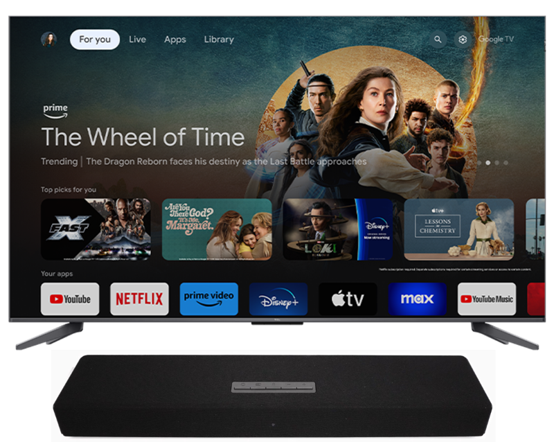 TCL 85" Q Class 4K UHD HDR QLED Smart TV with Google TV & Boston Acoustics TVee Model 22 Sound Bar Combo (85Q681G/TVee Model 22)