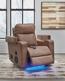 Ashley Lorrenton Caramel Glider PWR REC w/Audio System