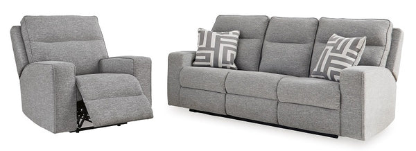 Ashley Bisco Pewter Power Reclining Sofa & Recliner