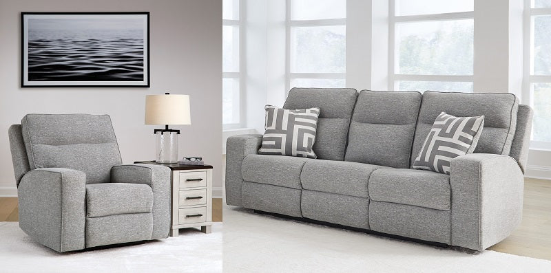 Ashley Bisco Pewter Power Reclining Sofa & Recliner