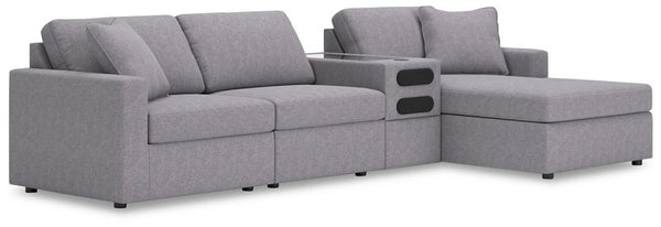 Ashley Modmax Granite 4-Piece Sectional with Chaise and Audio Console