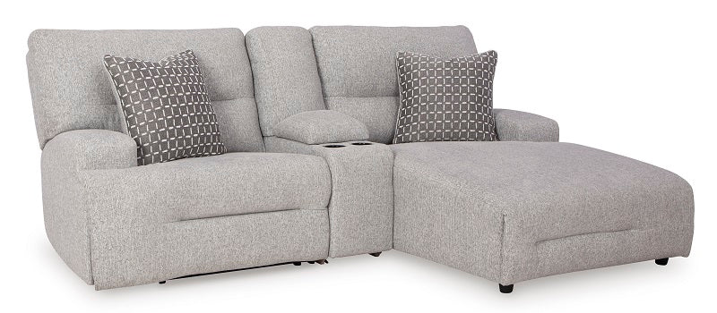 Ashley Acklen Place-Pewter 3-Piece Power Reclining Sectional Sofa with Chaise