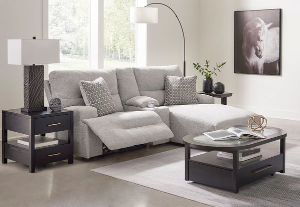 Ashley Acklen Place-Pewter 3-Piece Power Reclining Sectional Sofa with Chaise