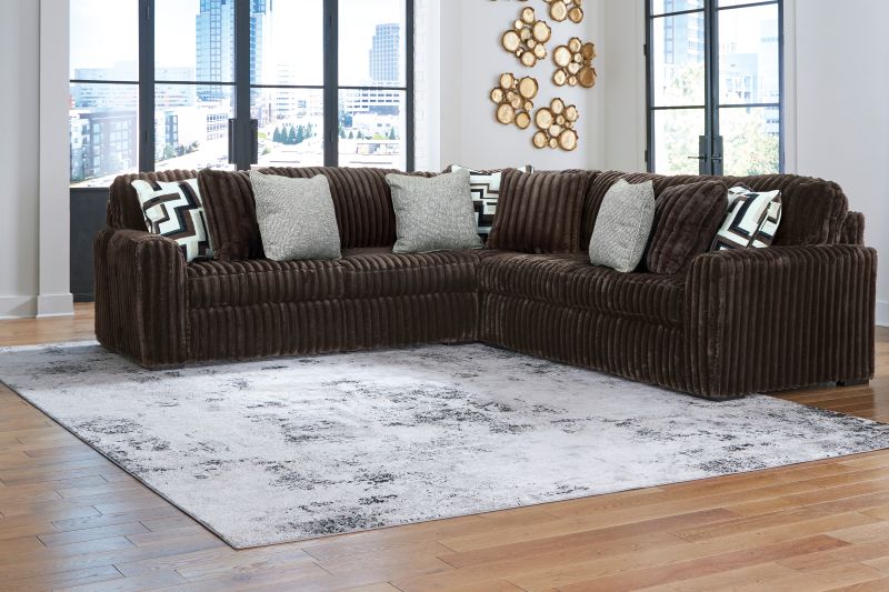 Rent To Own Ashley Ashley Midnight-Madness Chocolate 3-Piece Sectional
