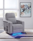 Ashley Pineland Pewter Glider PWR REC w/Audio System