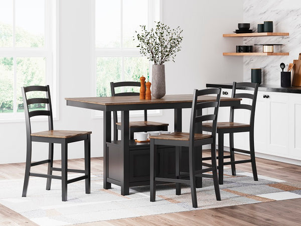 Ashley Wildenauer Brown/Black 4-Chair Counter Height Dining Set