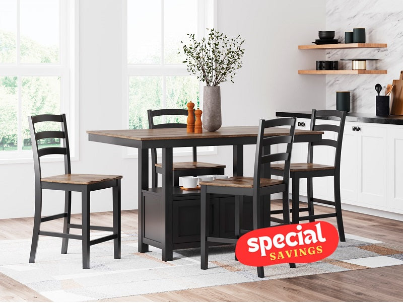 Ashley Wildenauer Brown/Black 4-Chair Counter Height Dining Set