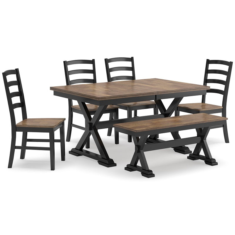 Ashley Wildenauer Brown/Black 4-Chair Dining Set w/Bench