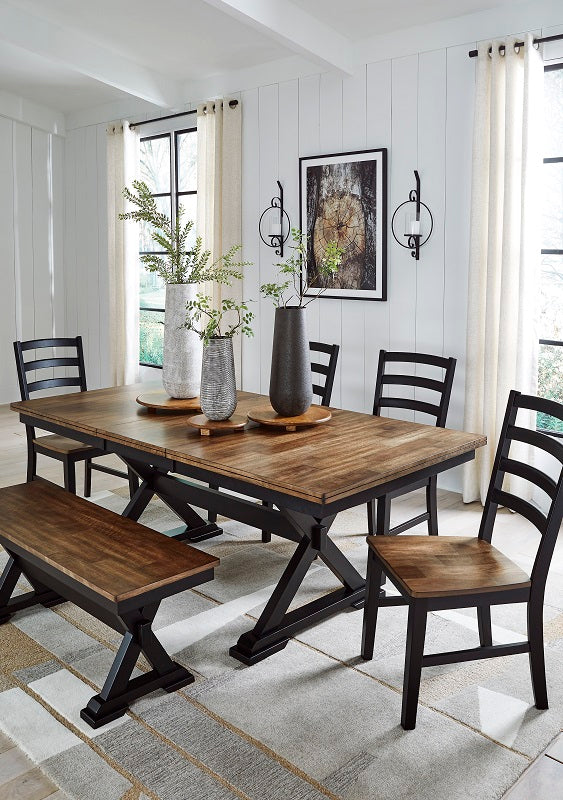 Ashley Wildenauer Brown/Black 4-Chair Dining Set w/Bench