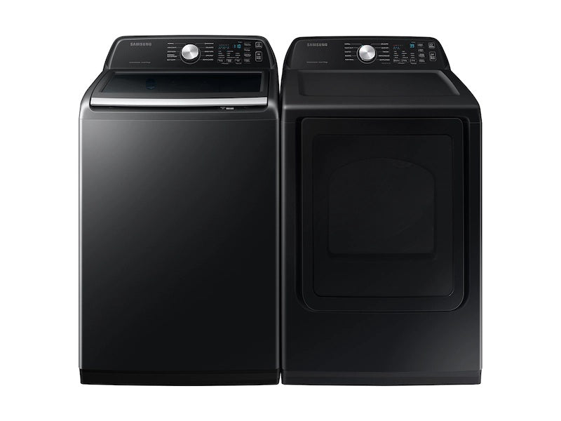 SAMSUNG 4.7 cu. ft. Large Capacity Smart Top Load Washer with Active WaterJet in Brushed Black (WA47CG3500AVA4) & 7.4 cu. ft. Smart Electric Dryer with Sensor Dry in Brushed Black (DVE47CG3500VA3)
