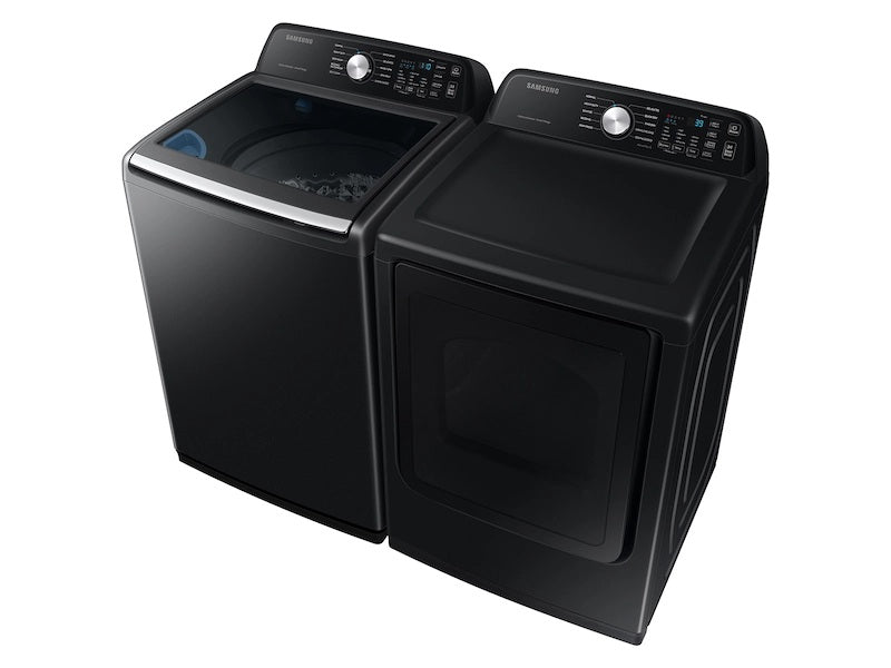 SAMSUNG 4.7 cu. ft. Large Capacity Smart Top Load Washer with Active WaterJet in Brushed Black (WA47CG3500AVA4) & 7.4 cu. ft. Smart Electric Dryer with Sensor Dry in Brushed Black (DVE47CG3500VA3)