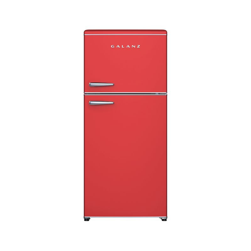 Galanz 18 cu. ft. Retro Top Mount Freezer Refrigerator with Glass Shelves in Red (GLR18TMRDER)