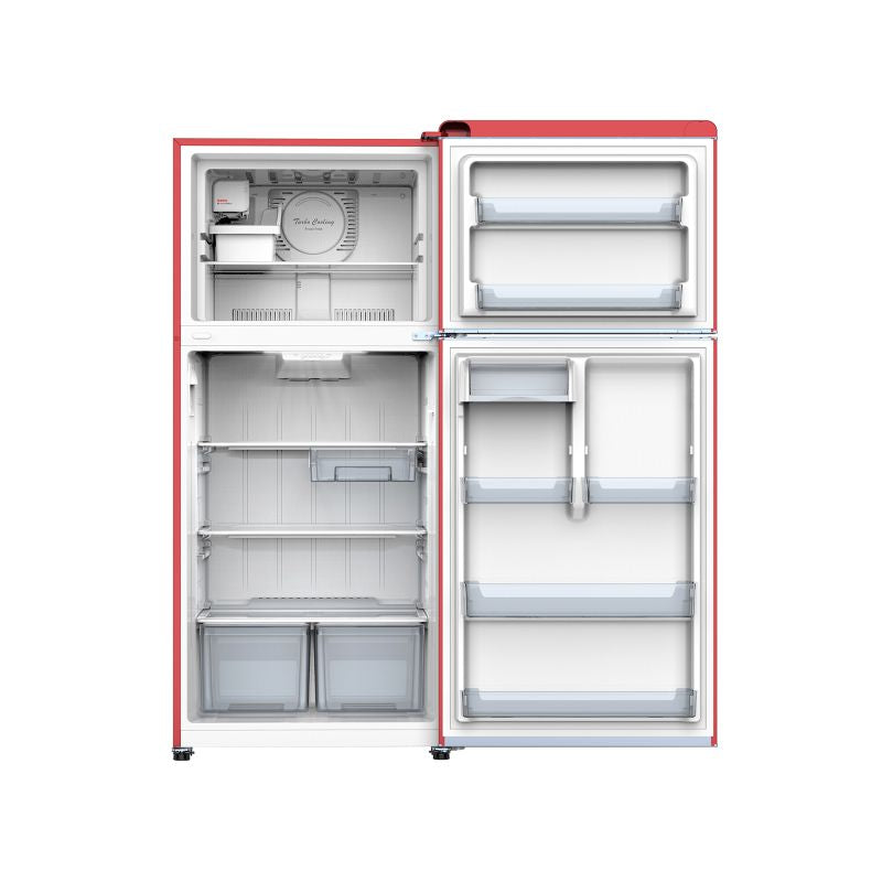 Galanz 18 cu. ft. Retro Top Mount Freezer Refrigerator with Glass Shelves in Red (GLR18TMRDER)