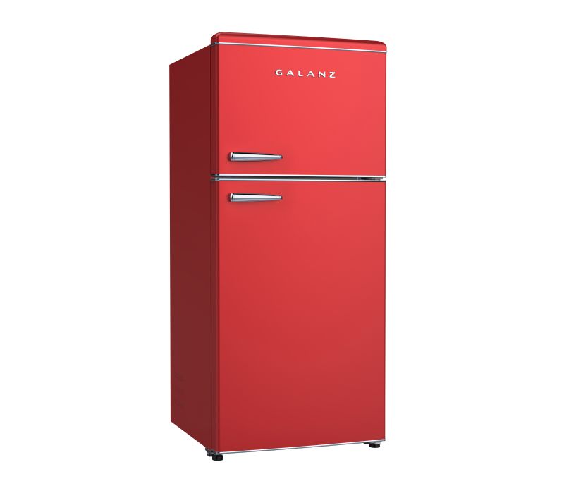 Galanz 18 cu. ft. Retro Top Mount Freezer Refrigerator with Glass Shelves in Red (GLR18TMRDER)