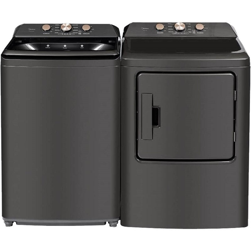 Midea 4.1 CF Top Load Washer (MLTW41A1BMG) & 7.0 CF Electric Dryer (MLTE41N1BMG)