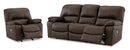 Ashley Leesworth-Dark Brown Power Reclining Sofa & Power Recliner