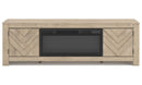 Ashley Cayboni Tan 71" TV Stand with Electric Fireplace