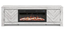 Ashley Cayboni Whitewash 71" TV Stand with Electric Fireplace