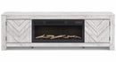 Ashley Cayboni Whitewash 71" TV Stand with Electric Fireplace