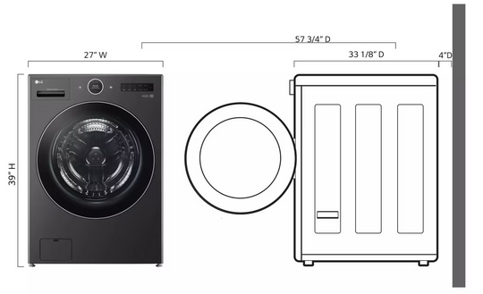 LG WashCombo™ - Ventless Washer/Dryer Combo All-in-One 5.0 cu. ft. Mega Capacity with Inverter HeatPump™ Technology and Direct Drive Motor (WM6998HBA)