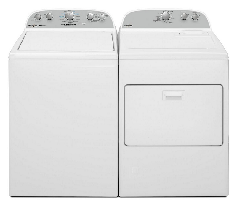 Whirlpool 3.8-3.9 CF Top Load Washer with Removable Agitator (WTW4957PW) & 7.0 cu. ft. Top Load Electric Dryer with AutoDry™ Drying System (WED4950HW)